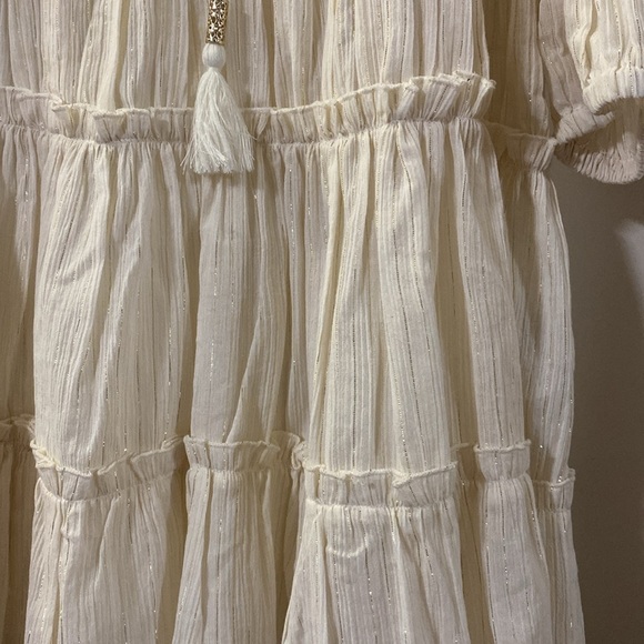 NWT Network Mini Dress, Size 38 EU M-10 US Color ivory-metallic gold stripes - Picture 3 of 13